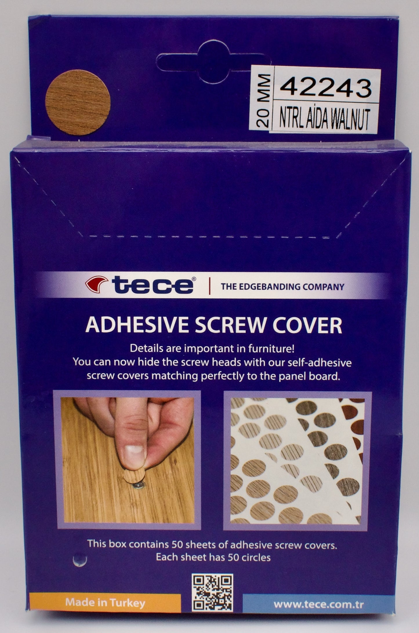 Tece Self Adhesive Screw Hole Cover Caps 20mm - 24 Caps - Medium Walnut (H3703 ST15)