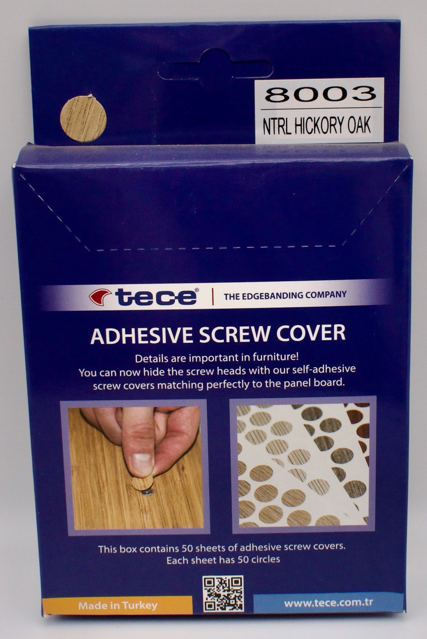 Tece Self Adhesive Screw Hole Cover Caps 14mm - 50 Caps - Hickory Oak (H3730 ST10)