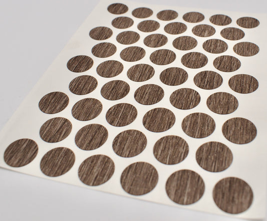 Tece Self Adhesive Screw Hole Cover Caps 14mm - 50 Caps - Truffle Brown Davos Oak (H3133 ST12)