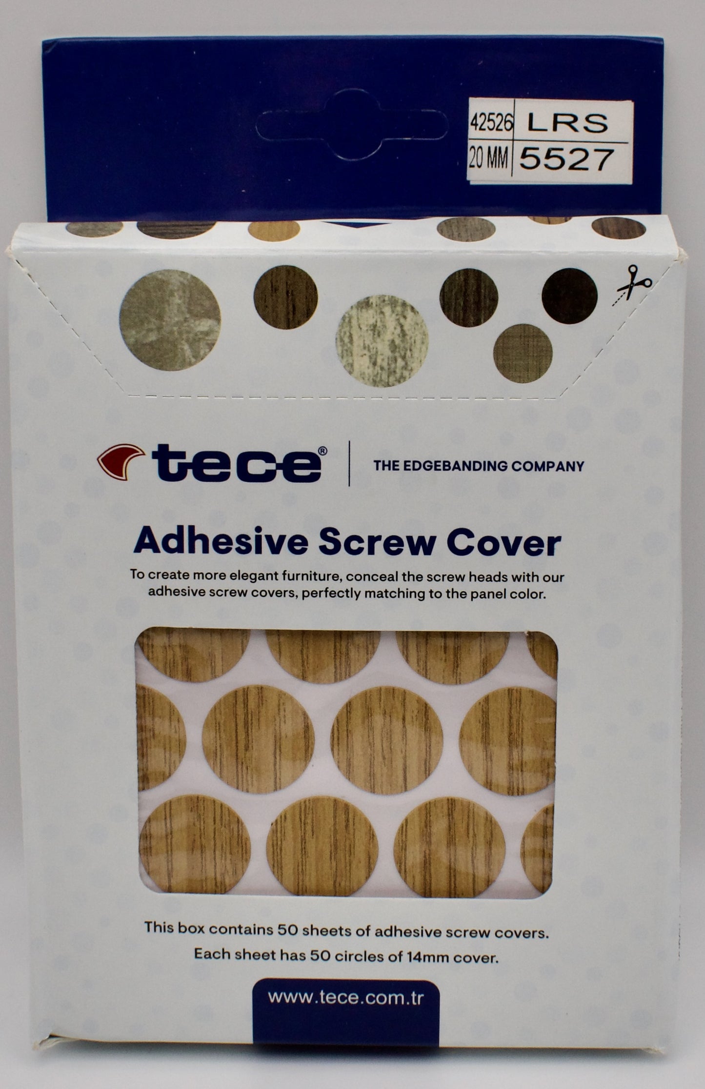 Tece Self Adhesive Screw Hole Cover Caps 20mm - 24 Caps - Stone Oak (5527 SN)