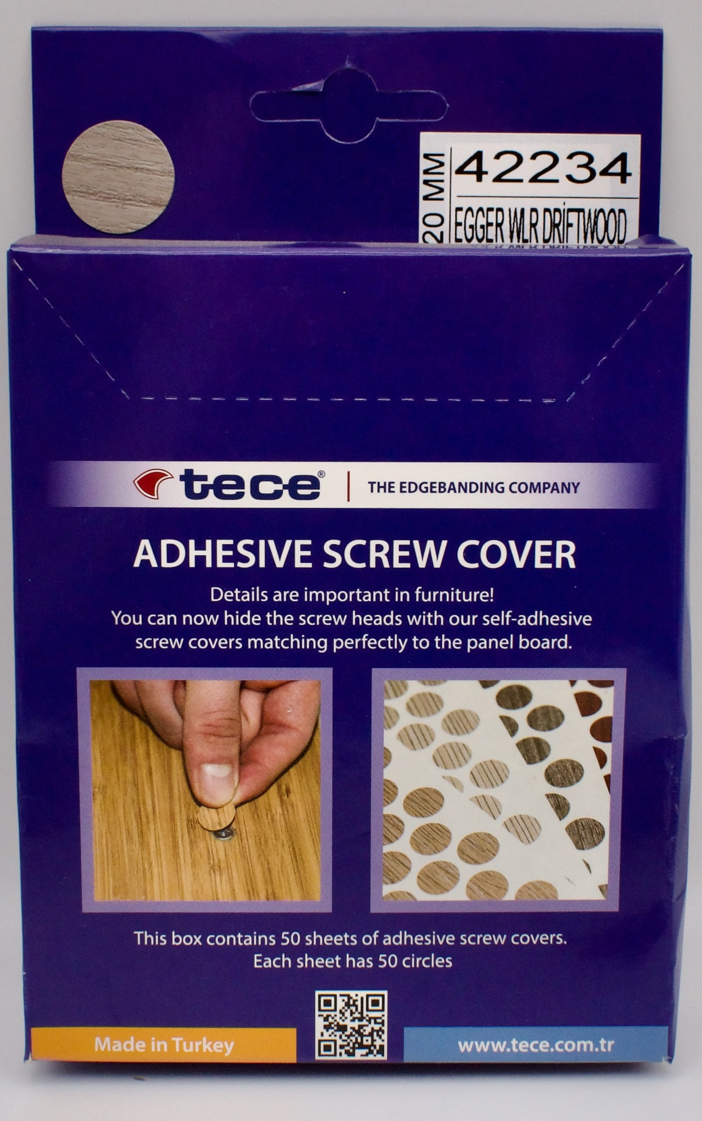 Tece Self Adhesive Screw Hole Cover Caps 20mm - 24 Caps - Driftwood (H3090 ST22)