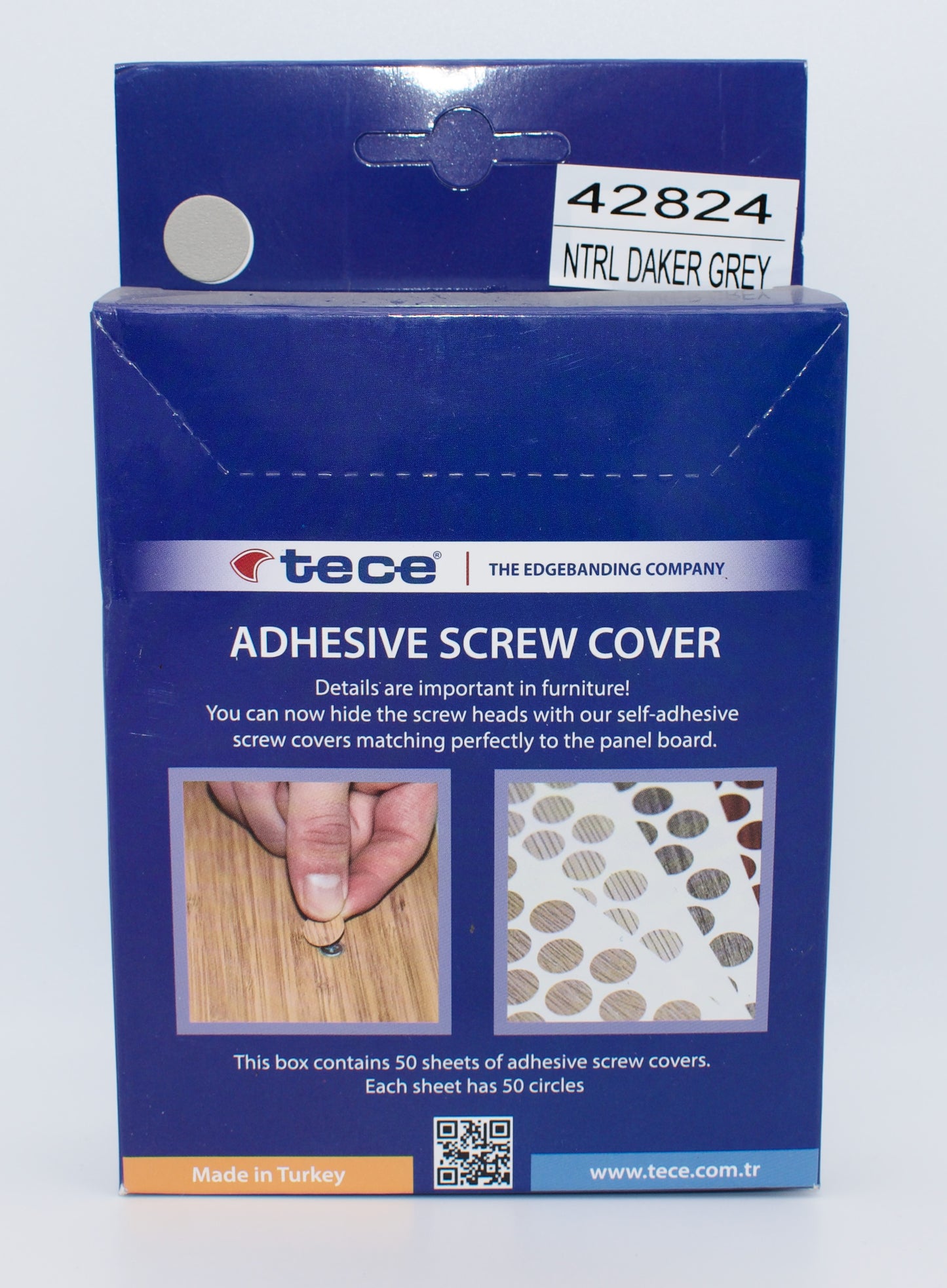 Tece Self Adhesive Screw Hole Cover Caps 14mm - 50 Caps - Natural Darker Grey (U717 ST9)