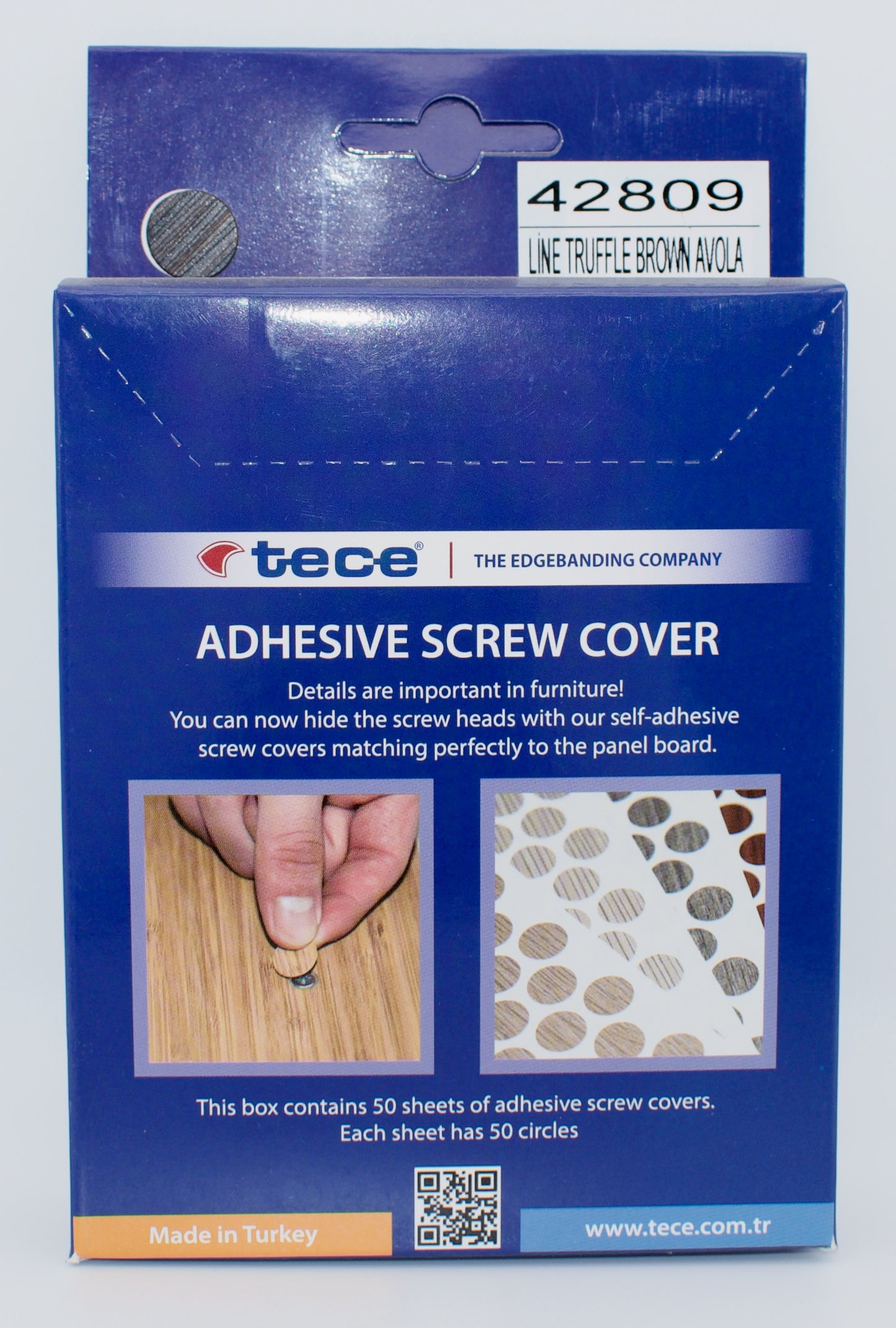 Tece Self Adhesive Screw Hole Cover Caps 14mm - 50 Caps - Truffle Brown Avola (H1478 ST22)