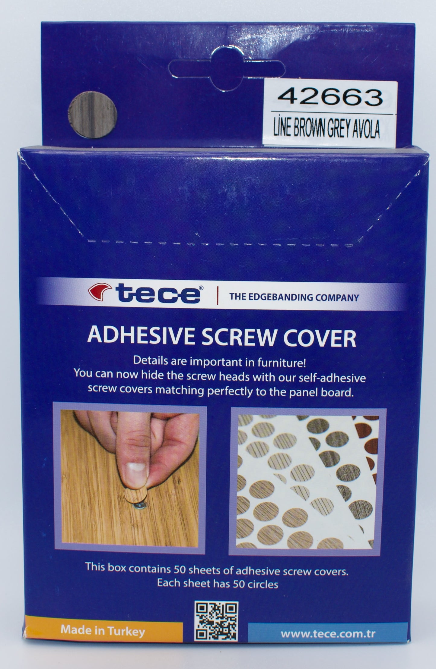 Tece Self Adhesive Screw Hole Cover Caps 14mm - 50 Caps - Brown Grey Avola (H1484 ST22)