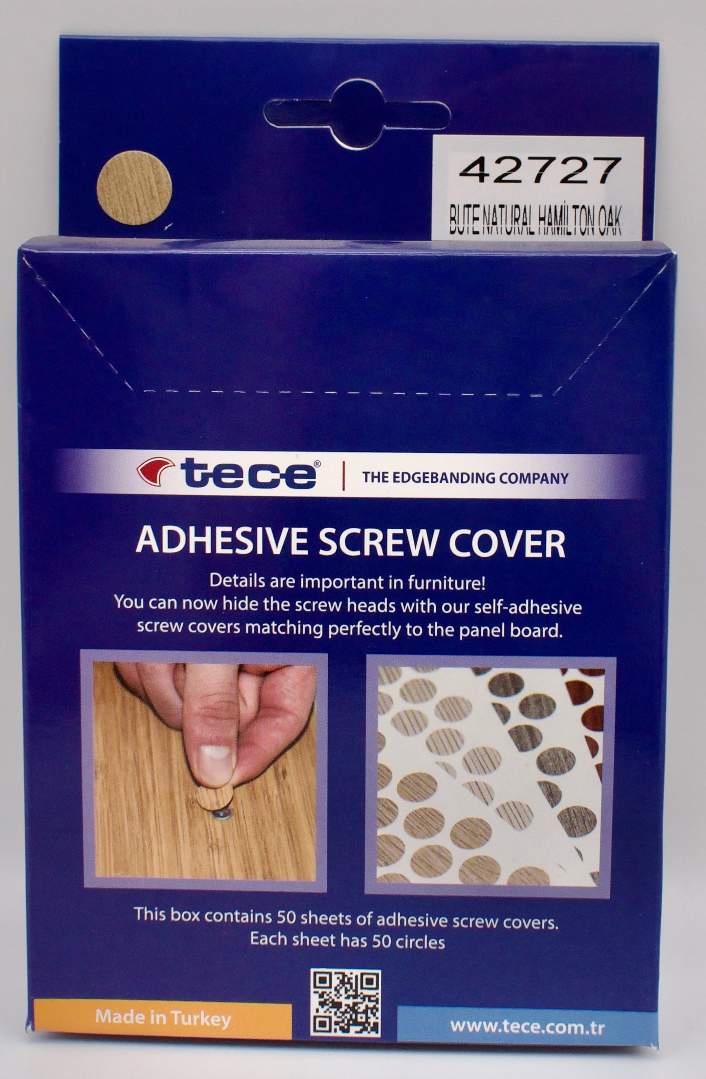 Tece Self Adhesive Screw Hole Cover Caps 14mm - 50 Caps - Natural Hamilton Oak (H3303 ST10)