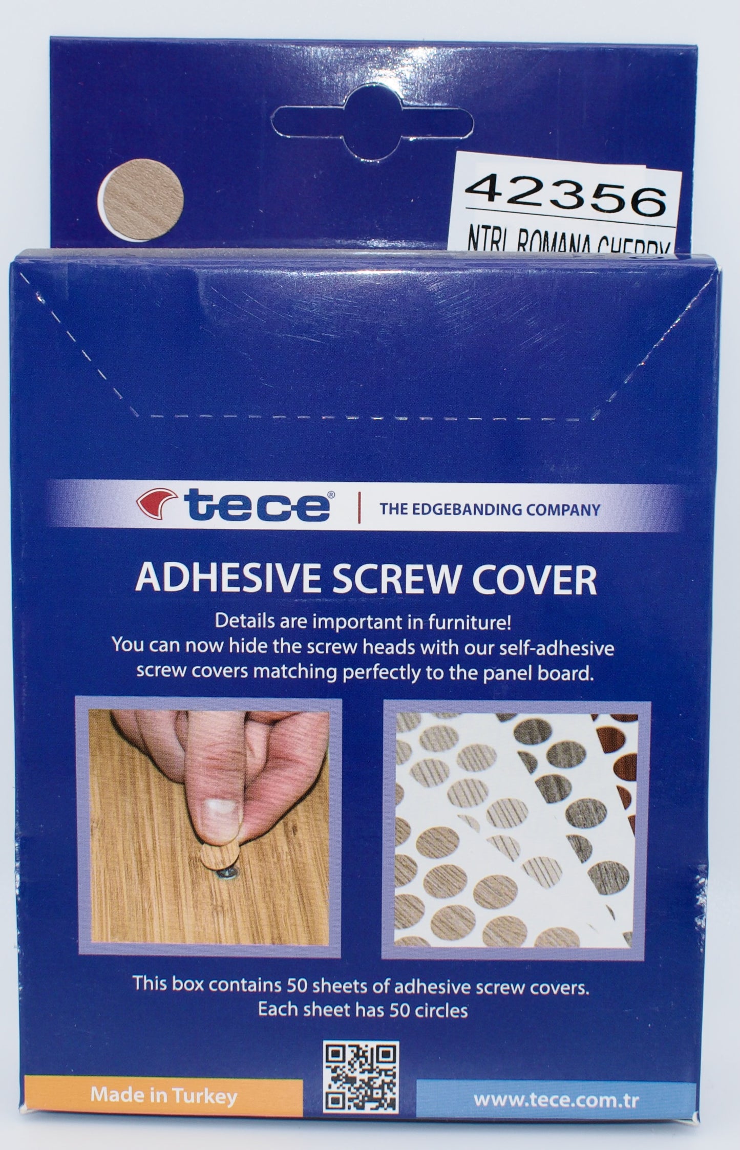 Tece Self Adhesive Screw Hole Cover Caps 14mm - 50 Caps - Natural Romana Cherry (H1615 ST9)