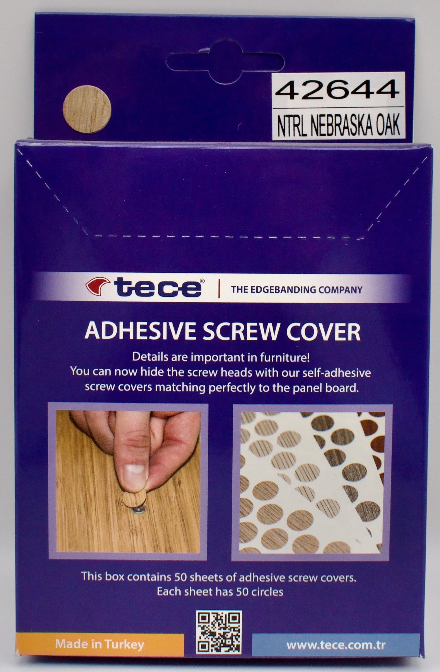 Tece Self Adhesive Screw Hole Cover Caps 14mm - 50 Caps - Natural Nebraska Oak (H3331 ST10)