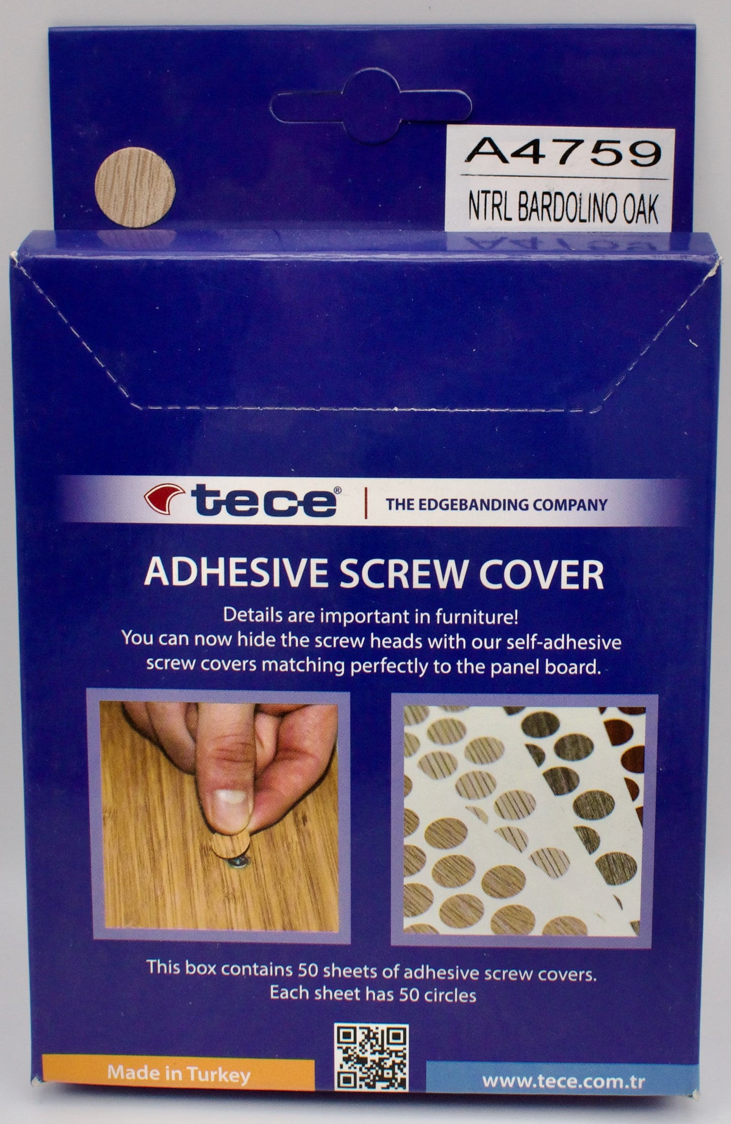 Tece Self Adhesive Screw Hole Cover Caps 14mm - 50 Caps - Natural Bardolino Oak (H1145 ST10)