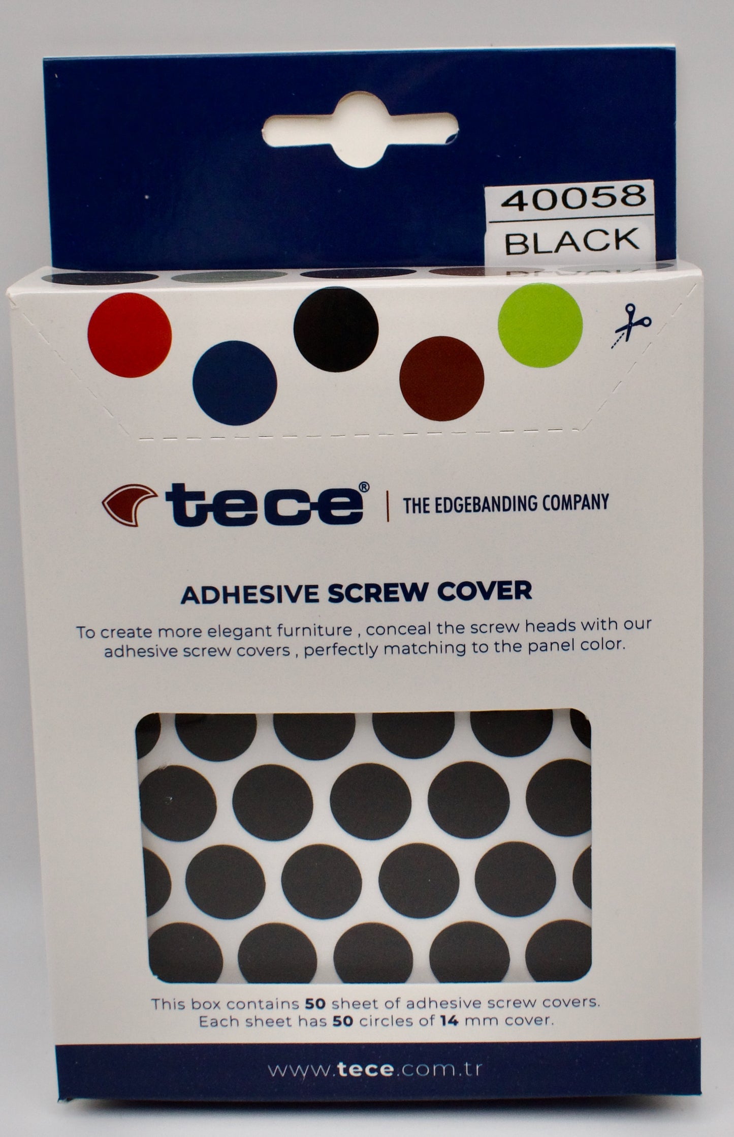 Tece Self Adhesive Screw Hole Cover Caps 14mm - 50 Caps - Textured Black (U999 ST2)