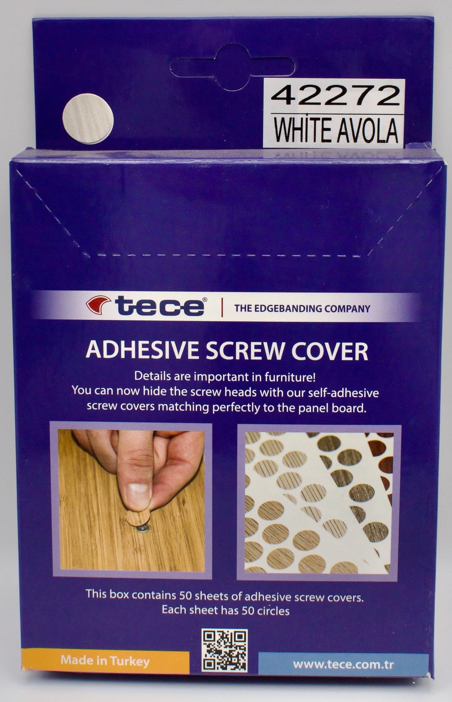 Tece Self Adhesive Screw Hole Cover Caps 14mm - 50 Caps - White Avola (H1474 ST22)