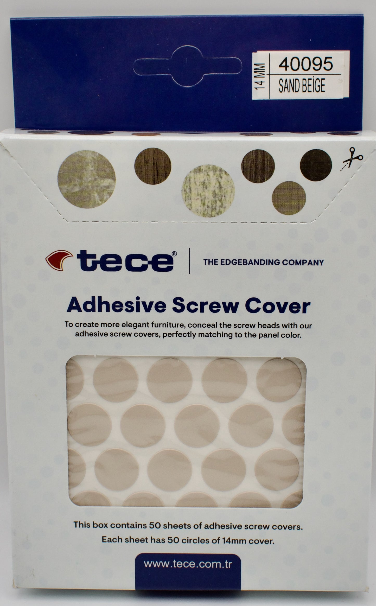 Tece Self Adhesive Screw Hole Cover Caps 14mm - 50 Caps - Sand Beige (U156 ST9)