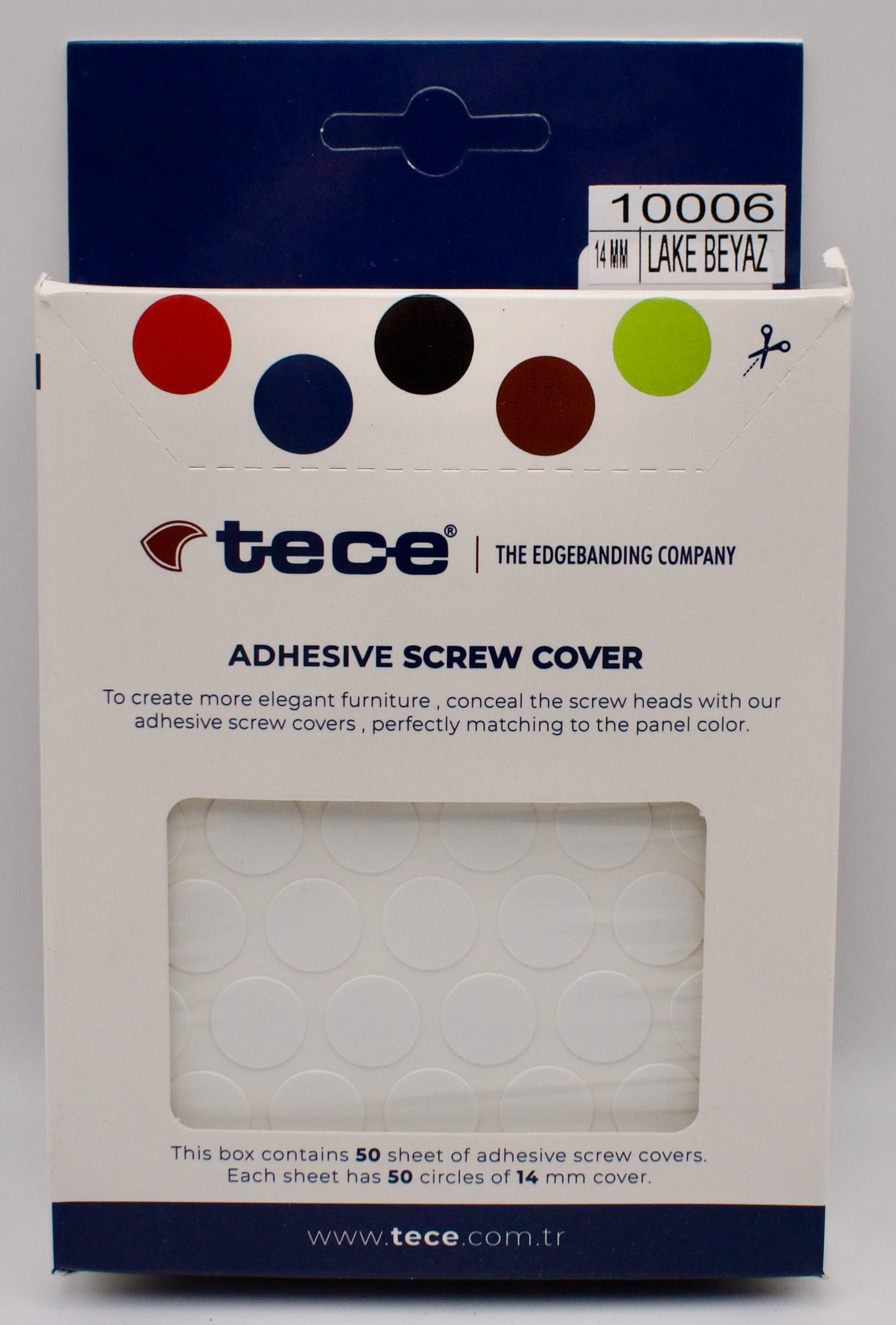 Tece Self Adhesive Screw Hole Cover Caps 14mm - 50 Caps - White (W1000 PM)