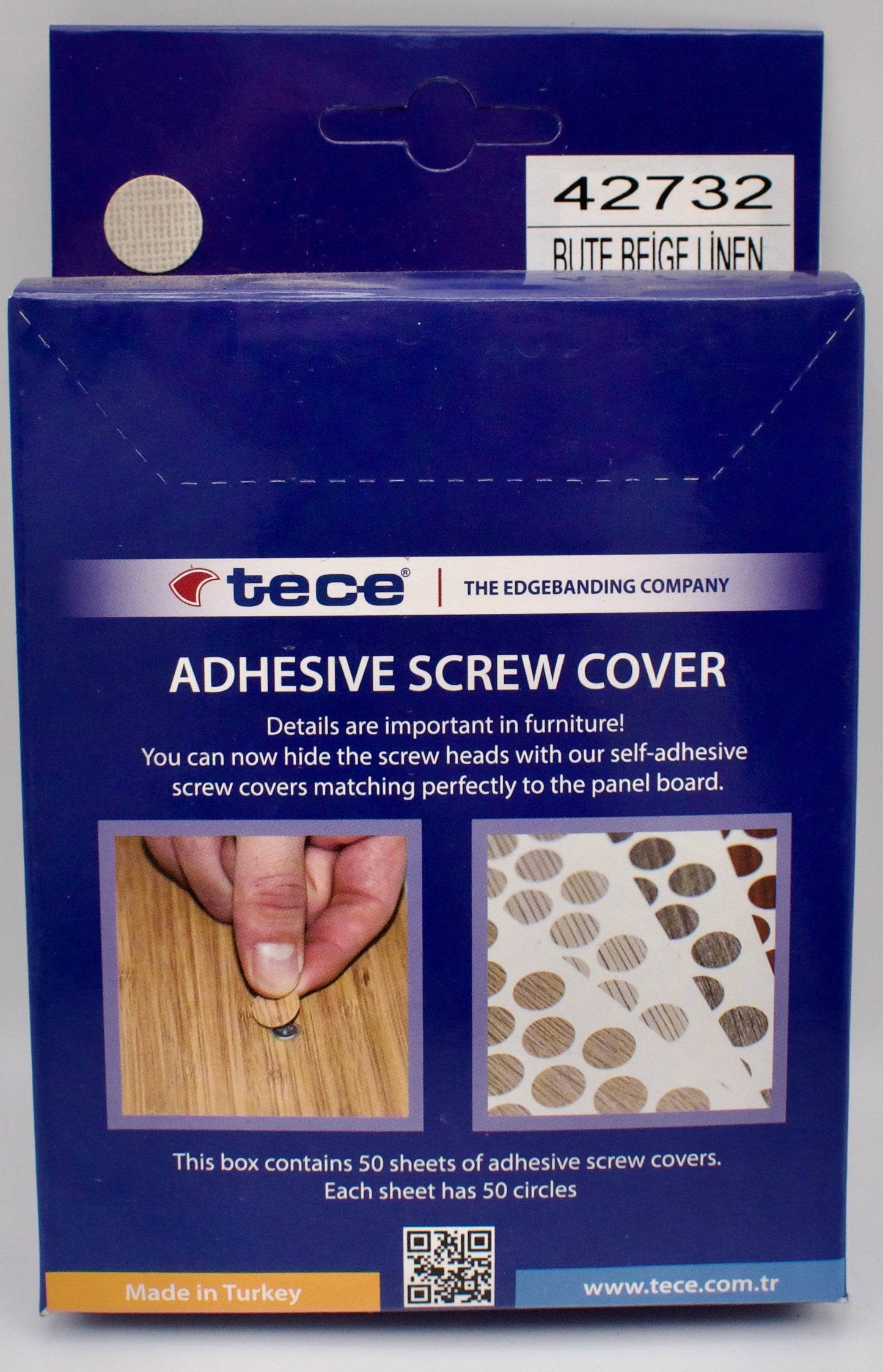 Tece Self Adhesive Screw Hole Cover Caps 14mm - 50 Caps - Beige Linen (F425 ST10)