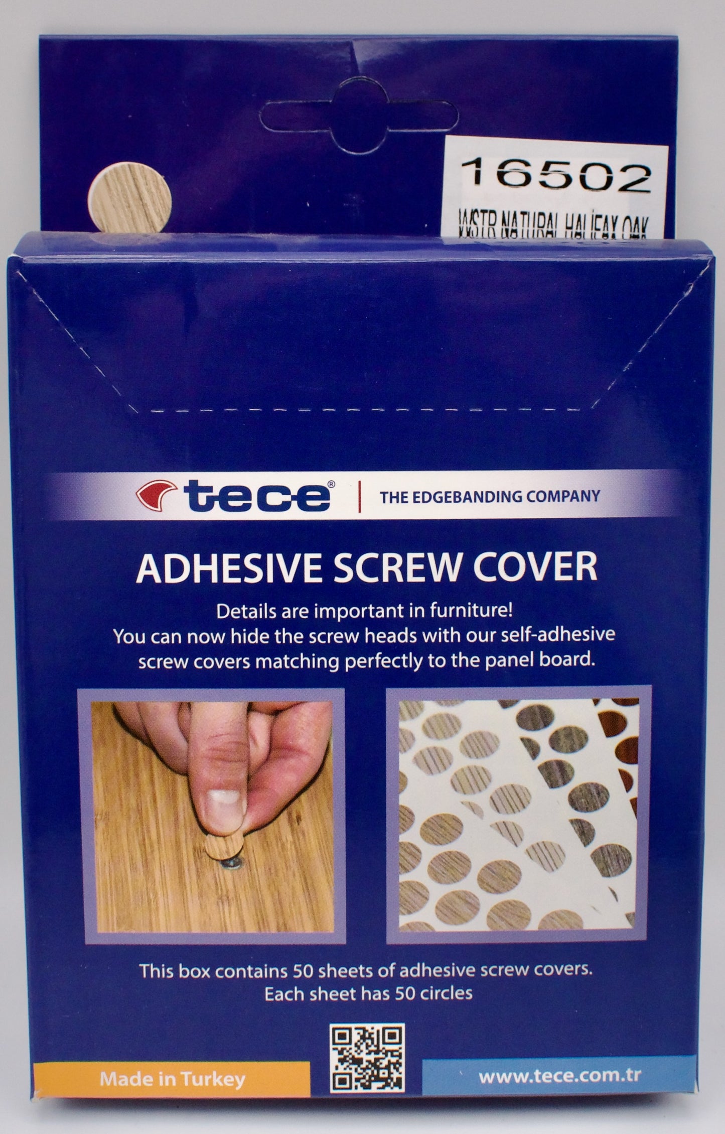 Tece Self Adhesive Screw Hole Cover Caps 14mm - 50 Caps - Natural Halifax Oak (H1180 ST37)