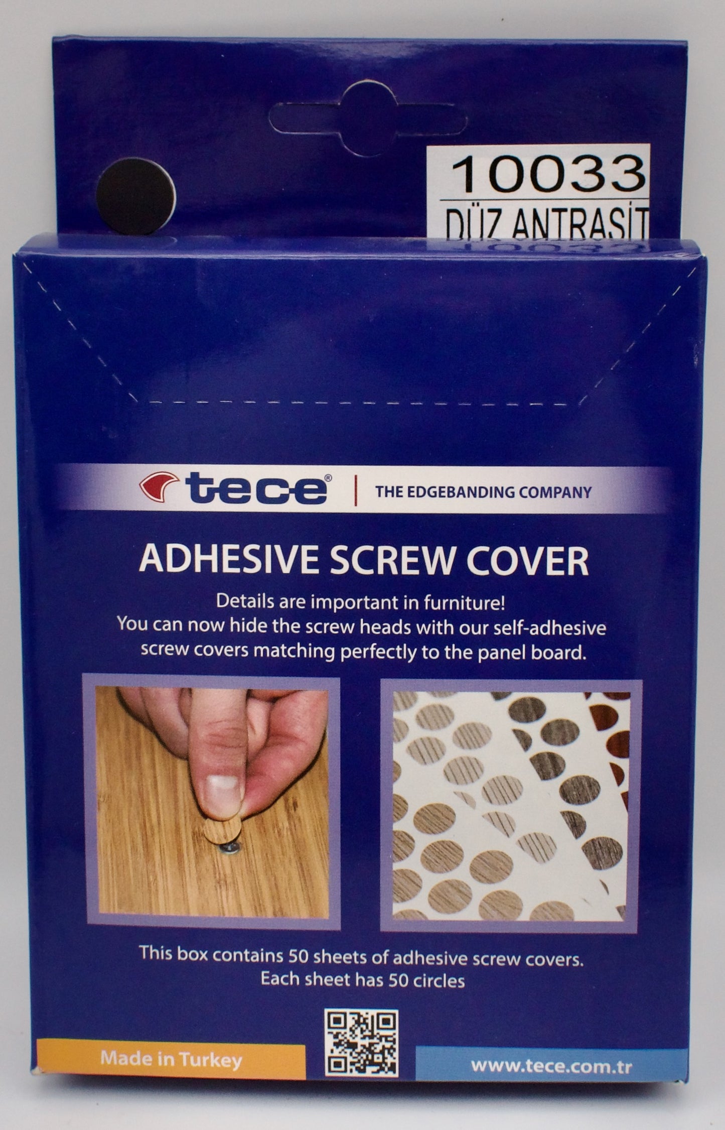 Tece Self Adhesive Screw Hole Cover Caps 14mm - 50 Caps - Anthracite (0164PE)