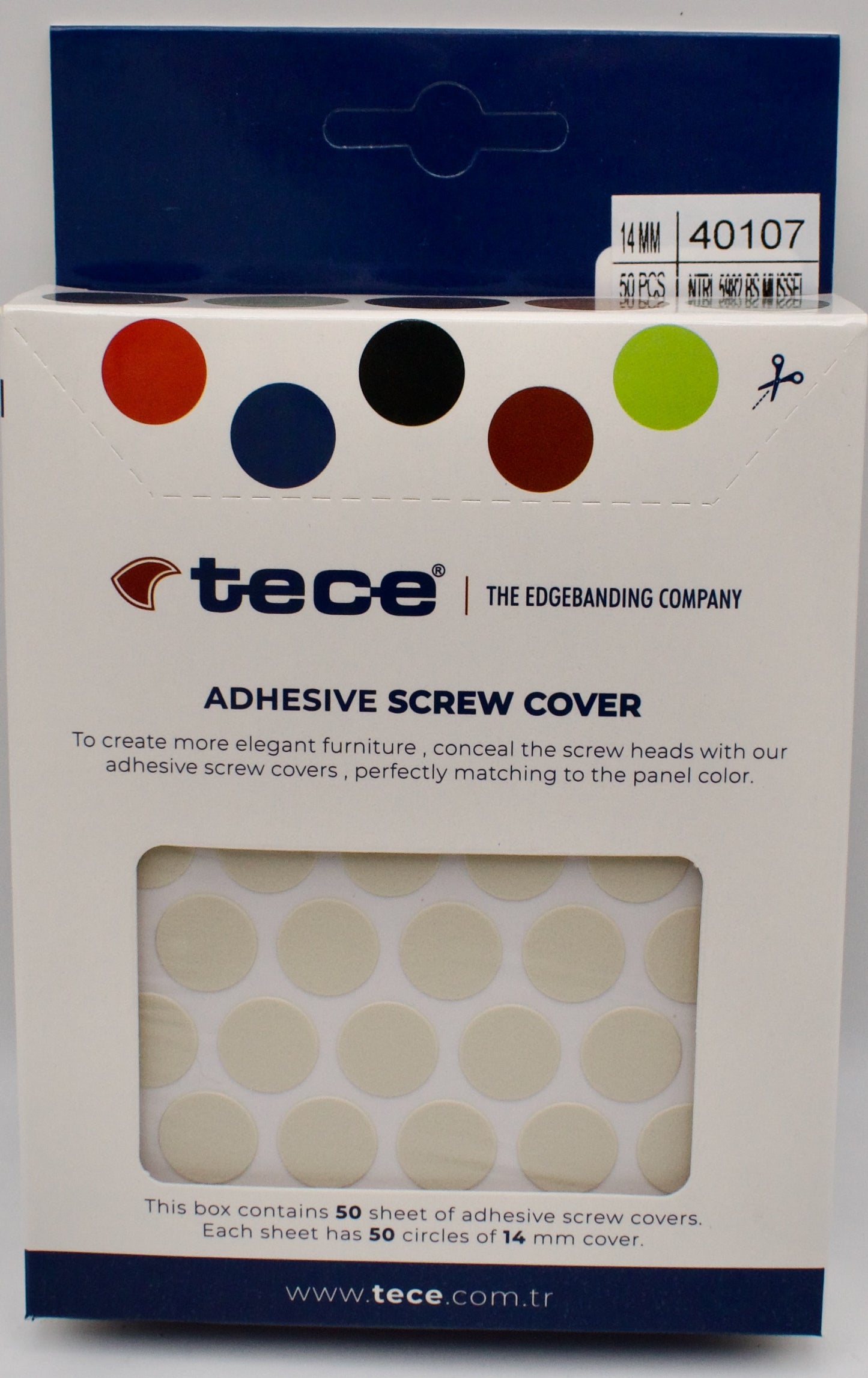 Tece Self Adhesive Screw Hole Cover Caps 14mm - 50 Caps - Mussel Textured (U100 ST9)