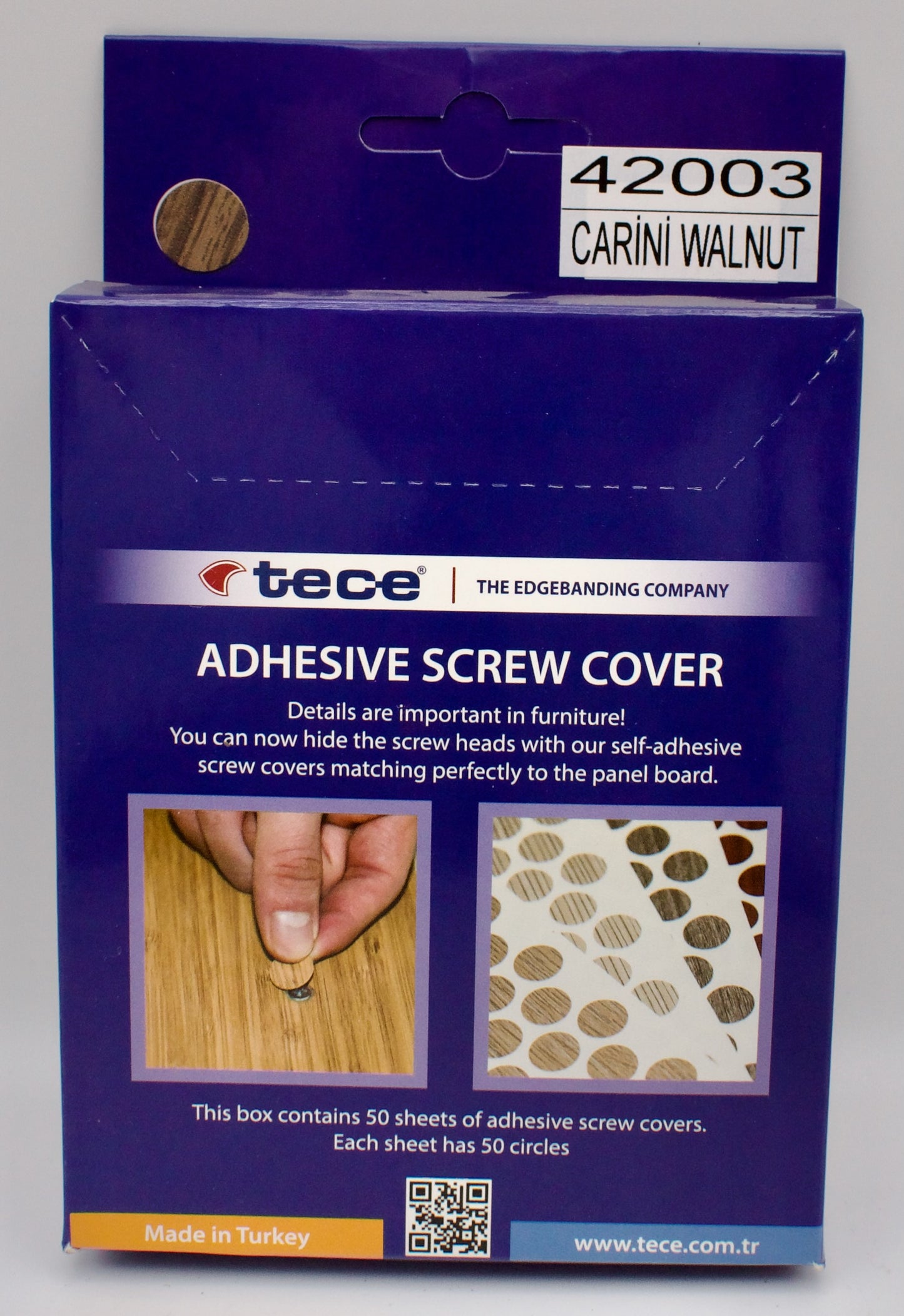 Tece Self Adhesive Screw Hole Cover Caps 14mm - 50 Caps - Carini Walnut (H3710 ST9)