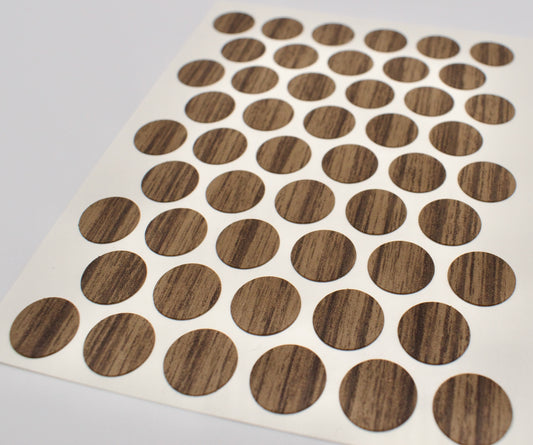 Tece Self Adhesive Screw Hole Cover Caps 14mm - 50 Caps - Carini Walnut (H3710 ST9)