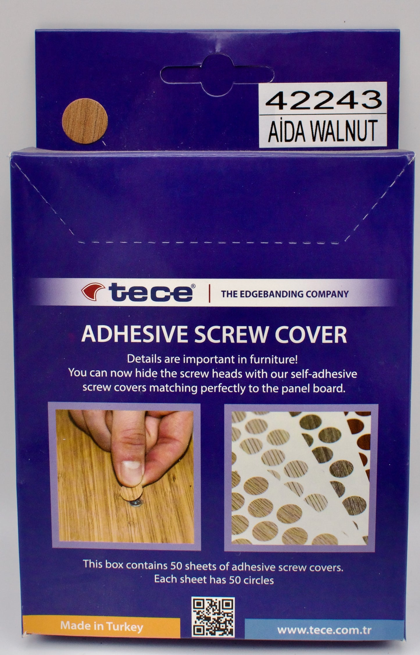 Tece Self Adhesive Screw Hole Cover Caps 14mm - 50 Caps - Medium Walnut (H3703 ST15)